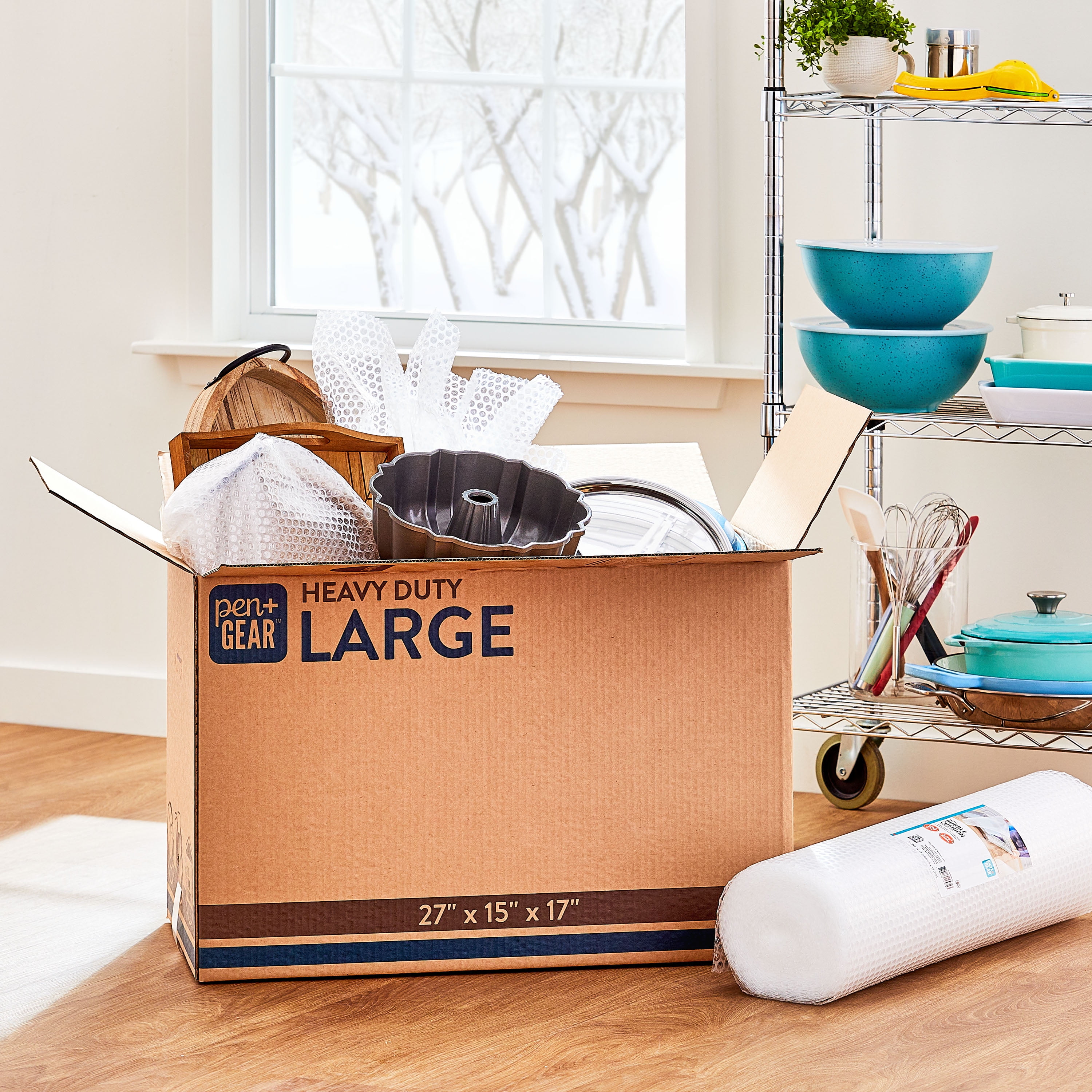 Pen+Gear Large Heavy Duty Kraft Moving Boxes, 27L x 15W x 17H
