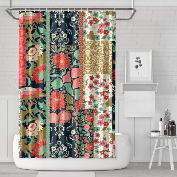 Pioneer Flower Floral Print Pattern Shower Curtain 72"x72" ,Bathroom Decorative Shower Curtains Set with 12 Hooks,Modern Waterproof Washable Shower Curtain