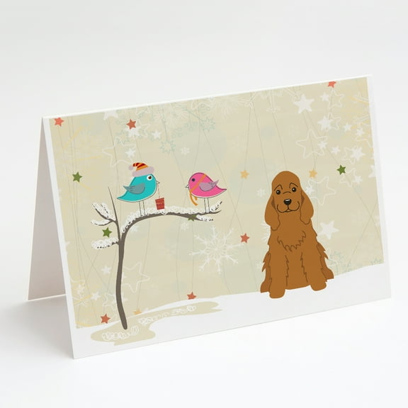 Christmas Presents between Friends Cocker Spaniel - Red Greeting Cards and Envelopes Pack of 8