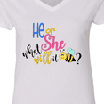 thumbnail image 4 of Inktastic He or She What Will It Be? Women's V-Neck T-Shirt, 4 of 5