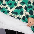 thumbnail image 3 of Oversized Wearable Blanket Hoodie,Leopard Pattern with Green and Black Spots Sherpa Blanket Hoodie with Super Pockets,Super Warm Fuzzy Pullover for Women & Men, 3 of 6