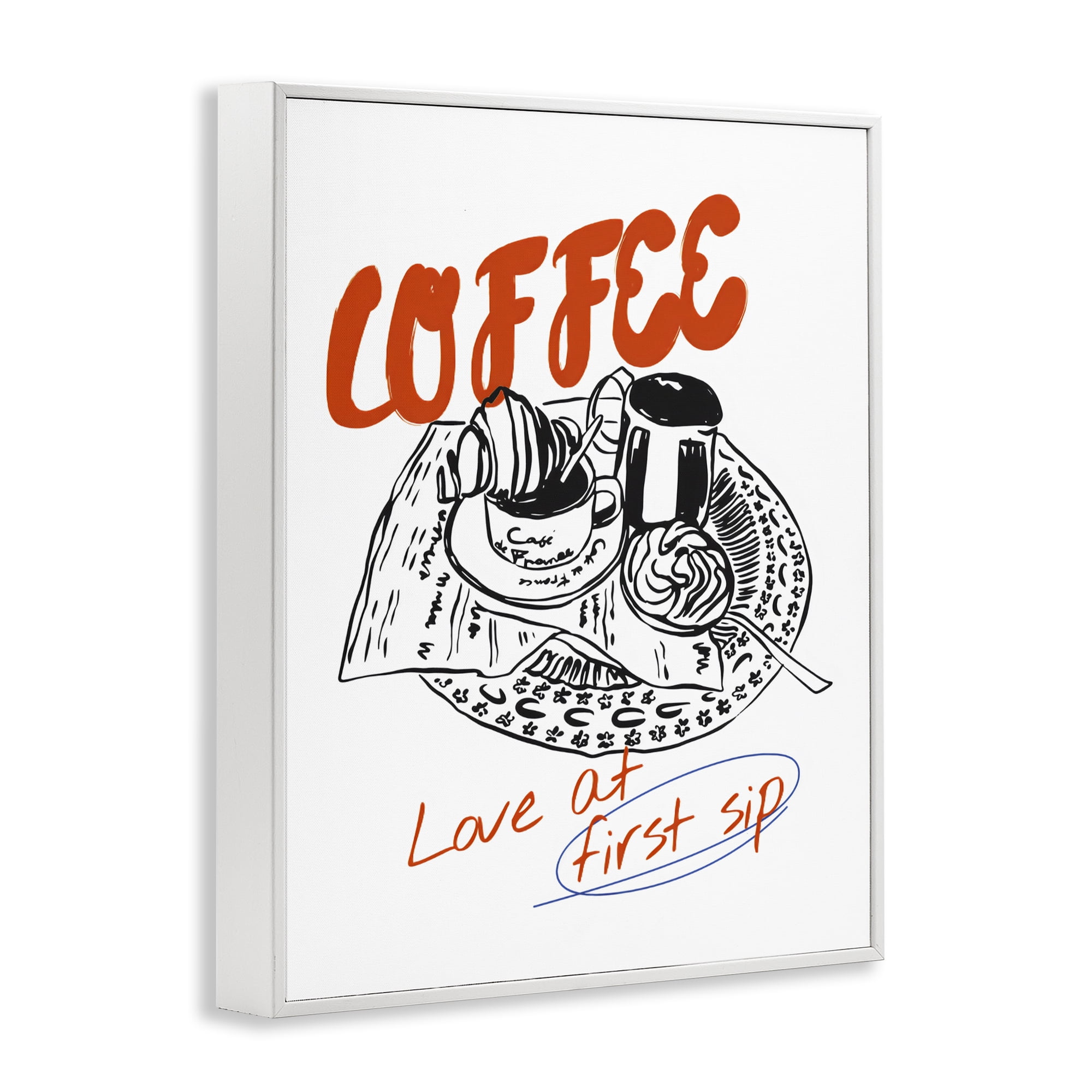 Stupell Industries Coffee Love At First Sip White Framed Giclee Art, design by The Prints Vibe