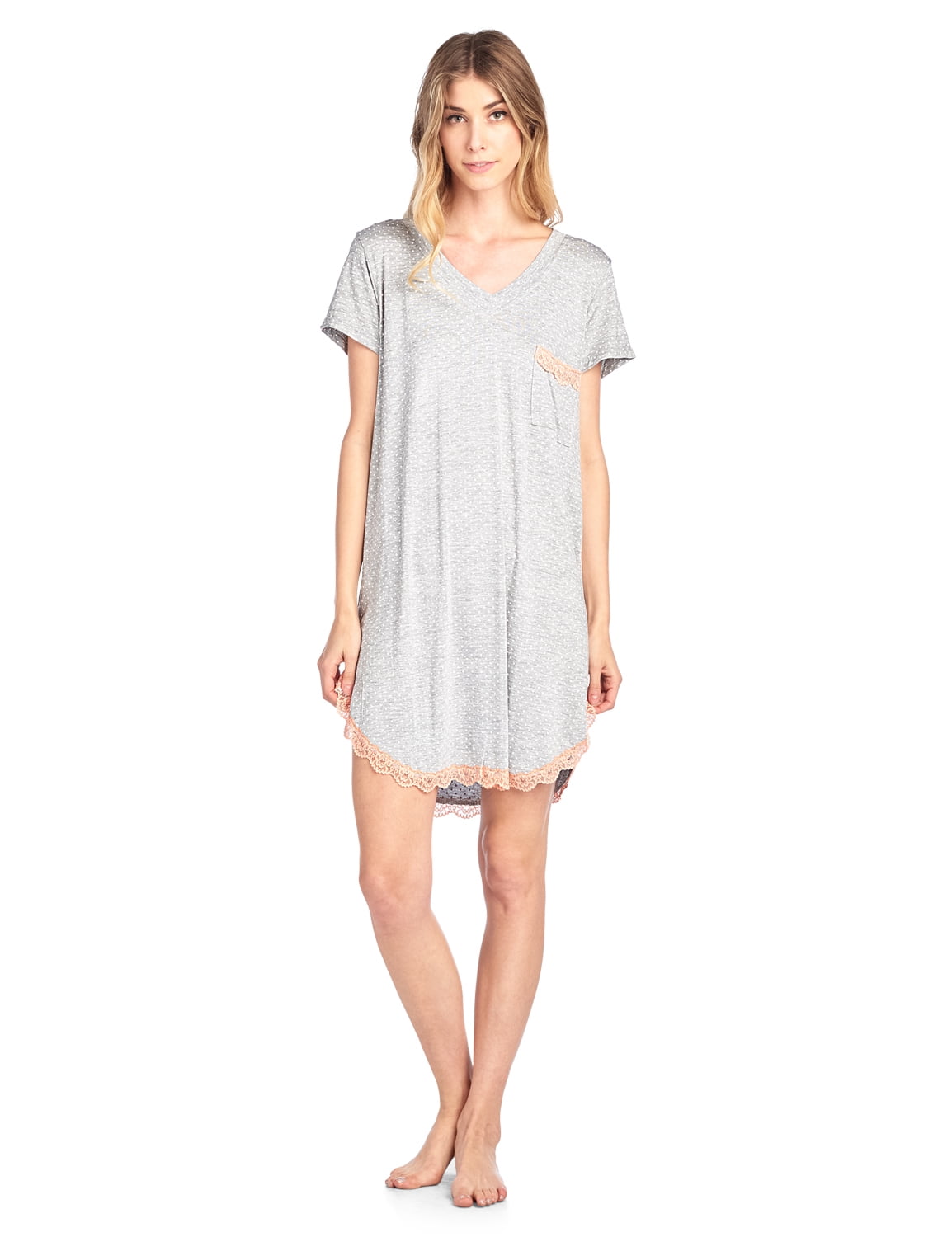 Casual Nights Women's Rayon Short Sleeve Dot Dorm Sleepwear Nightshirt