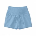 thumbnail image 4 of Eltusu Women Maternity Shorts over belly, Cotton Comfort Drawstring Casual Pregnacy Shorts Blue Size L, 4 of 8