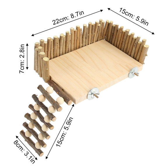 Wooden Hamster Climbing Platform Easy To Install Stable Small Pet Activity Playground with Climbing Ladder Safety Fence