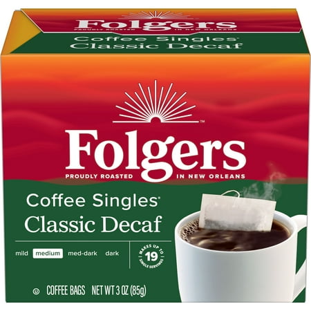 UPC 025500811222 product image for Folgers Coffee Singles Classic Decaf Coffee Bags  19 Ct | upcitemdb.com