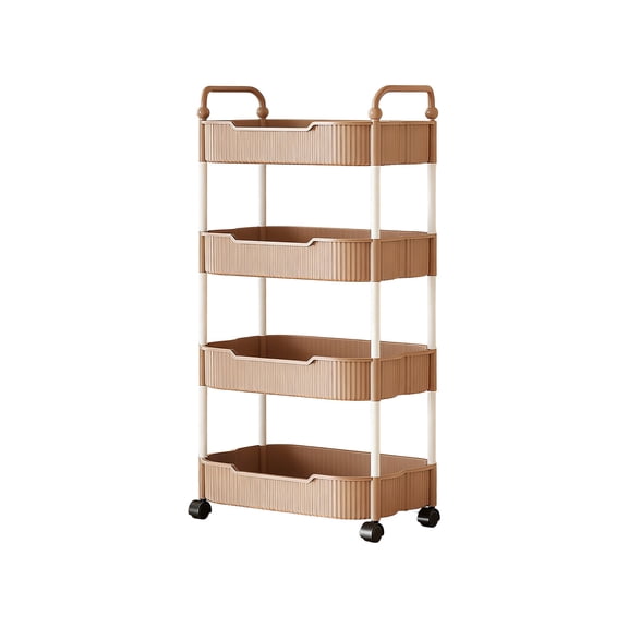 Pink 4-Tier Mobile Kitchen Cart Rolling Storage Organizer Utility Trolley with Casters for Multifunctional Home Use in Kitchen Bathroom Living Room Maximum Storage