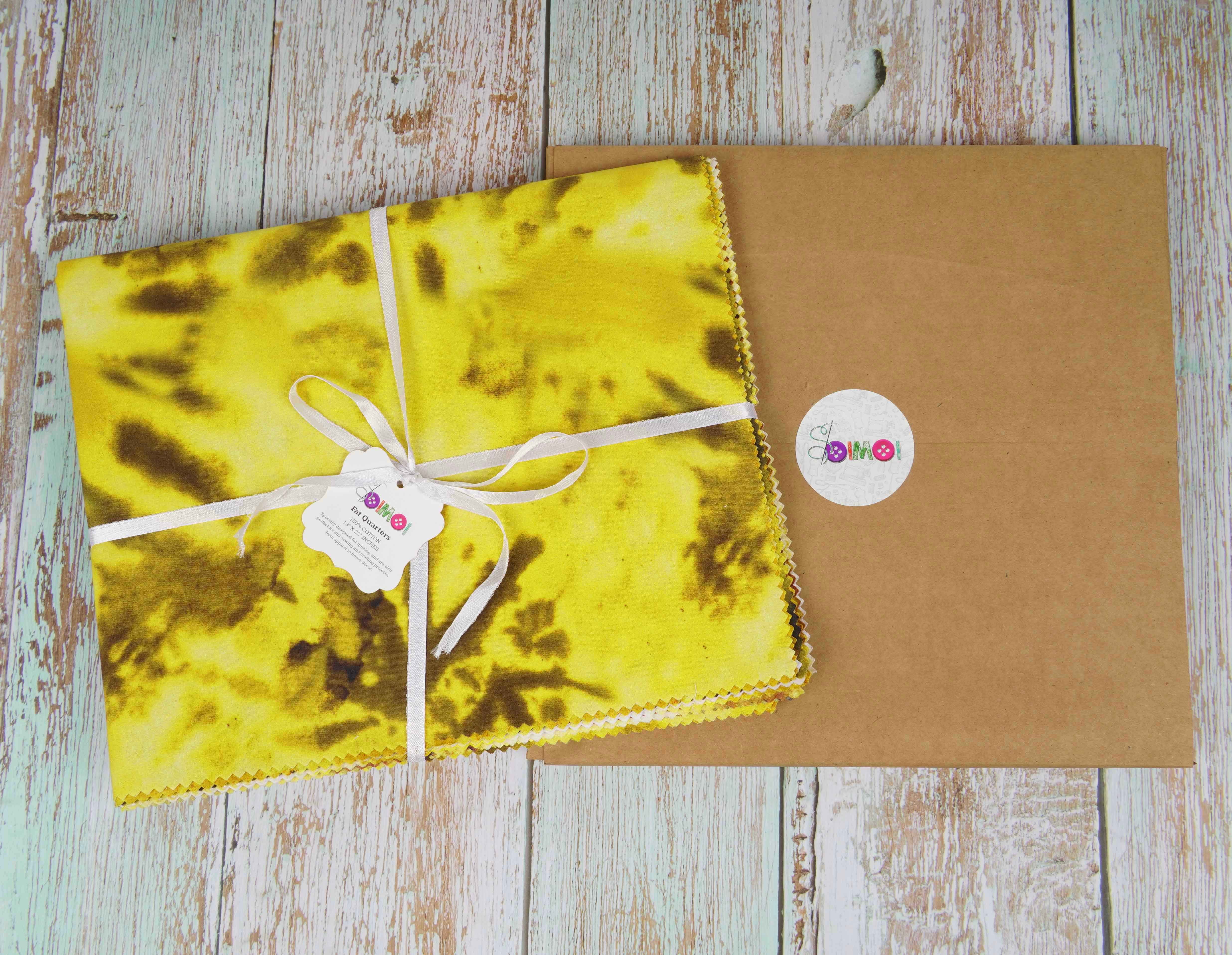 Soimoi 8 Pc Fat Quarter Bundle -Tie & DyePrint 18"x 22"DIY Patchwork-100% CottonPre-Cut Quilting Fabric (Yellow)