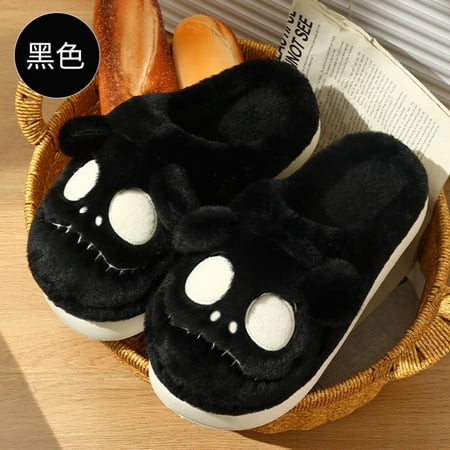 

Clearance! Christmas Eve Slippers Women s Cotton Slippers Warm Home Cute Soft Plush House SlippersSlippers for Women Men Winter Non-Slip Wearable Cartoon Slippers Soft Plush House Shoes (Black 36)