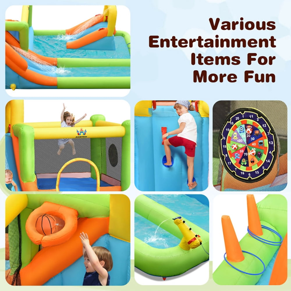 Aimee Lii 8-in-1 Inflatable Water Slide Bounce House with Splash Pool and 735W Blower, Playhouse for Kids Outdoor
