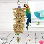 AKDSTEEL Bird Parrot Toy with Bell Natural Wooden Grass Chewing Bite Hanging Cage Swing Climb Chew Toys