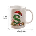 thumbnail image 2 of Christmas Initial Ceramic Mug,11 oz Coffee Cup with Cute Green Glitter Letter & Santa Hat Decor,Home Office Use,Ideal Holiday Gift for Family(S), 2 of 7