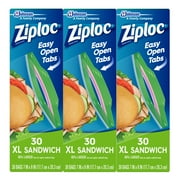 Ziploc Brand Sandwich Bags XL with Grip 'n Seal Technology, 30 Count, Pack of 3 (90 Total Bags)