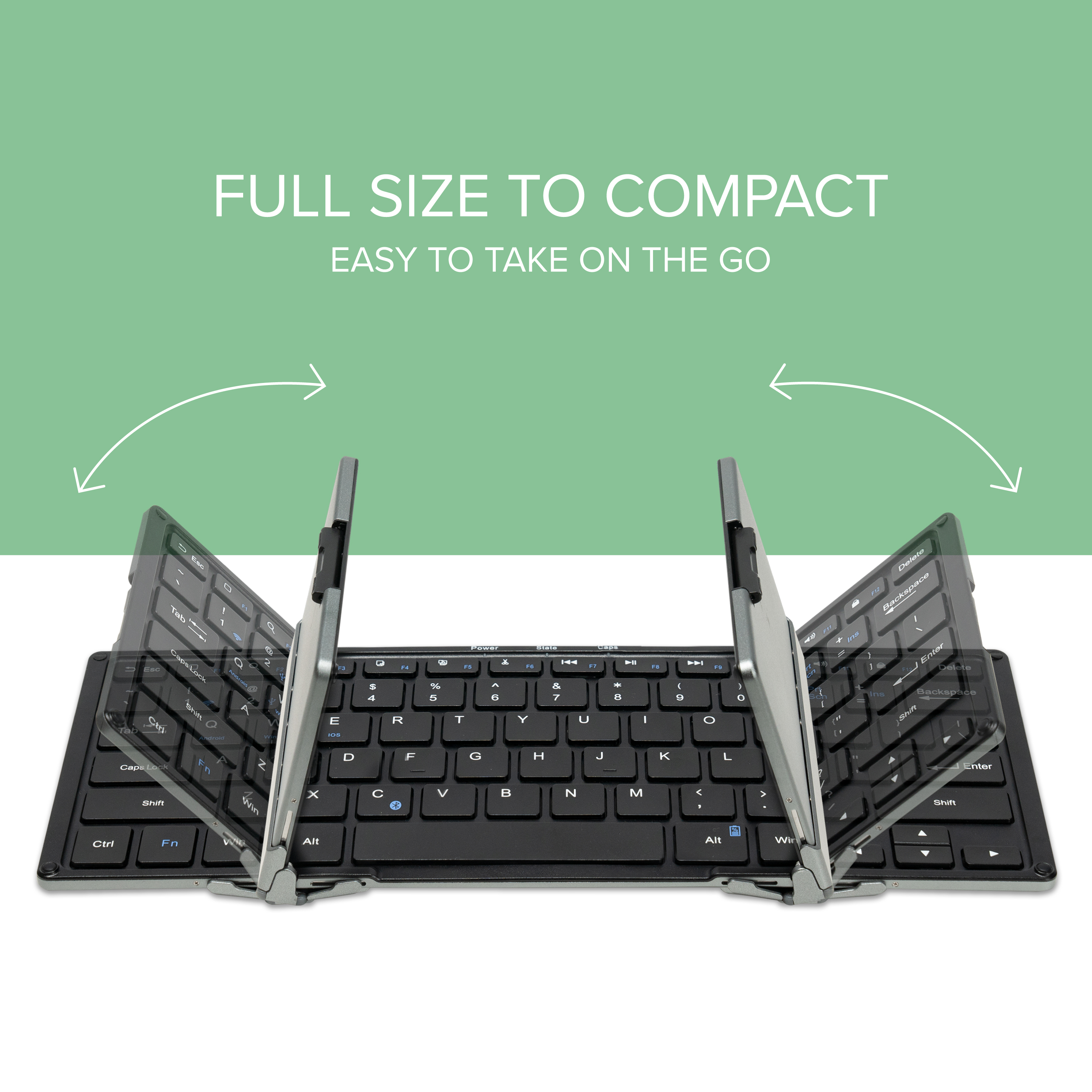 Plugable Foldable Bluetooth Keyboard Compatible with iPad, iPhones, Android, and Windows, Full-Size Multi-Device Keyboard, Wireless and Portable with Included Stand for iPad/iPhone (11.5 inches) - image 4 of 8