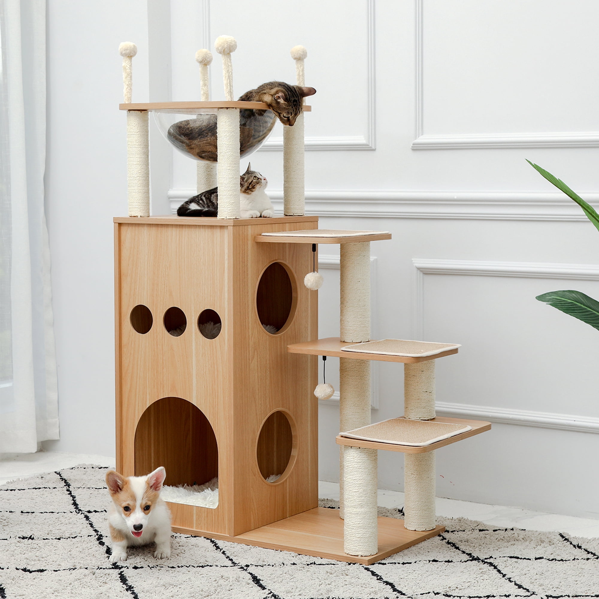 Kadyn 48" Cat Tree for Indoor Multi-Level Cat Tower Cat Condos Kitten Activity Centre Furniture, Beige Kadyn 48" Cat Tree for Indoor Multi-Level Cat Tower Cat Condos Kitten Activity Centre Furniture, Beige