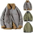thumbnail image 5 of guisaled Men Winter Coats Fleece Lined Thick Warm Bomber Jackets Lapel Collar Zipper Multi Pockets Work Cargo Sherpa Jackets, 5 of 6
