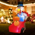 thumbnail image 1 of Costway 6 FT Thanksgiving Inflatable Turkey Pushing Pumpkin Cart Lighted Holiday Decor, 1 of 8