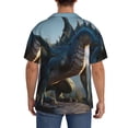thumbnail image 3 of Pofeuu Wild Blue Cool Dragon Print Mens Casual Short Sleeve Shirts Beach Summer Spread Collar Pocket Tops Men's Casual Short-sleeved Shirt-Large, 3 of 5
