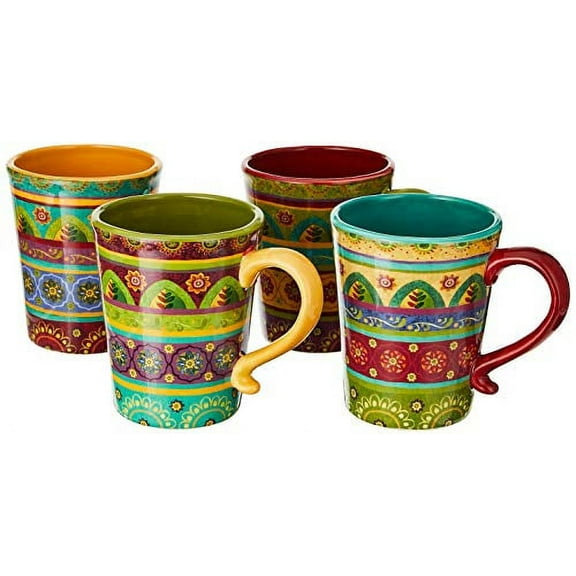 Certified International Tunisian Sunset Mugs (Set of 4), 18 oz, Multicolor