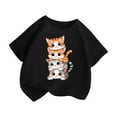 thumbnail image 3 of Shirts Girls Kid Leisure Graphic Round Neck Short Sleeve Tee Top Summer Casual Girls' Tops, Tees Black 8 Years-9 Years, 3 of 5