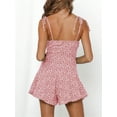 thumbnail image 3 of Summer Spaghetti Strap Women Boho Floral Wide Leg Short Romper Smocked Jumpsuit, 3 of 4