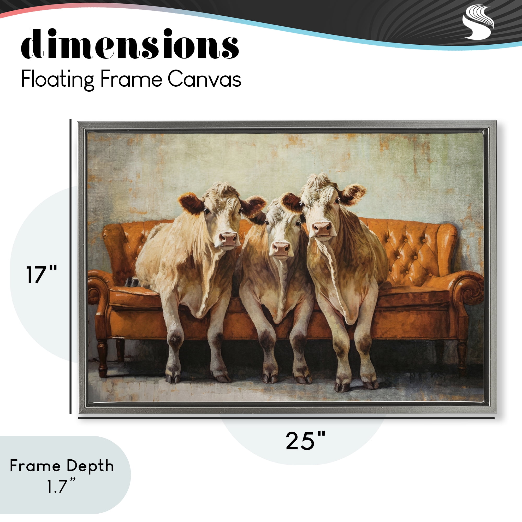 Stupell Industries Cows Just Chillin' Gray Framed Floater Canvas Wall Art, design by Tina LeCour