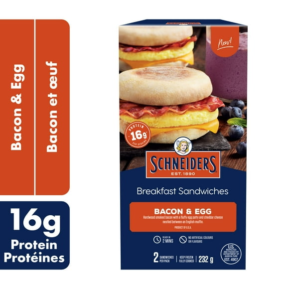Schneiders Bacon & Egg Breakfast Sandwiches, 2 per pack, 232 g