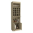 thumbnail image 5 of Bar Cabinet Of Pine, 71" Tall, Double Door Storage With Two Shelves, 16 Wine Rack Sections, 12 Glass Rack, Retractable Serving Tray, Bottle Liquor , Beige In High, Style, Spaces,, 5 of 6
