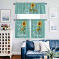 thumbnail image 2 of Turquoise Sunshine Sunflower Kitchen Curtains Sets for Windows 24 Inch Length, Pastoral Bees Farmhouse Floral Rod Pocket Window Treatments Tier Curtains and Valances Set for Bedroom/Bathroom, 2 of 8