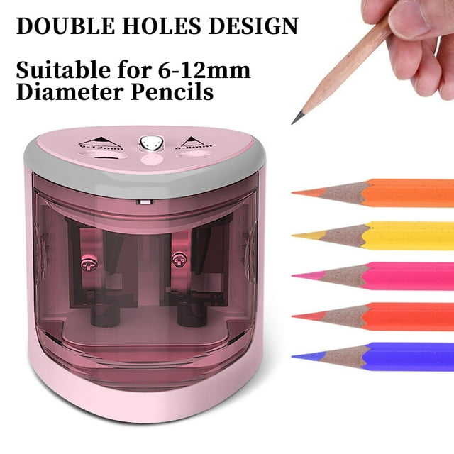 Dvkptbk Pencil Sharpener, Colored Electric Pencil Sharpener for 6-12mm Pencils,, Auto Stop, Super Sharp & Fast, Pink