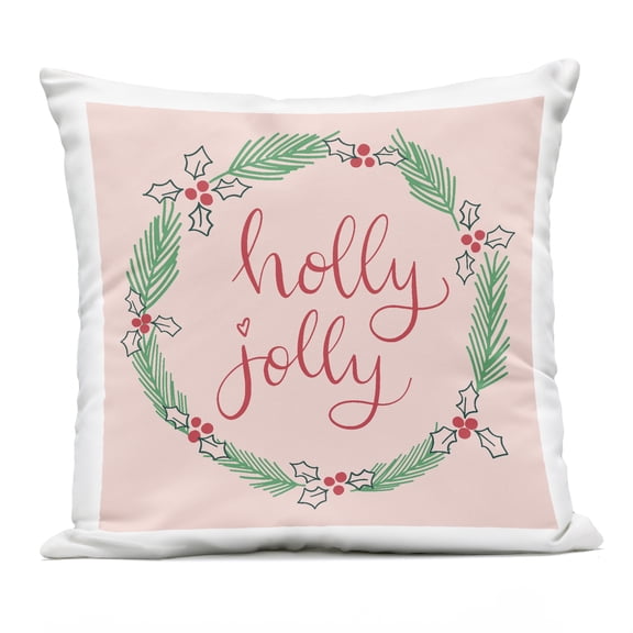 Stupell Industries Minimal Holly Jolly Wreath Design by Sazerelli Designs Outdoor Printed Pillow