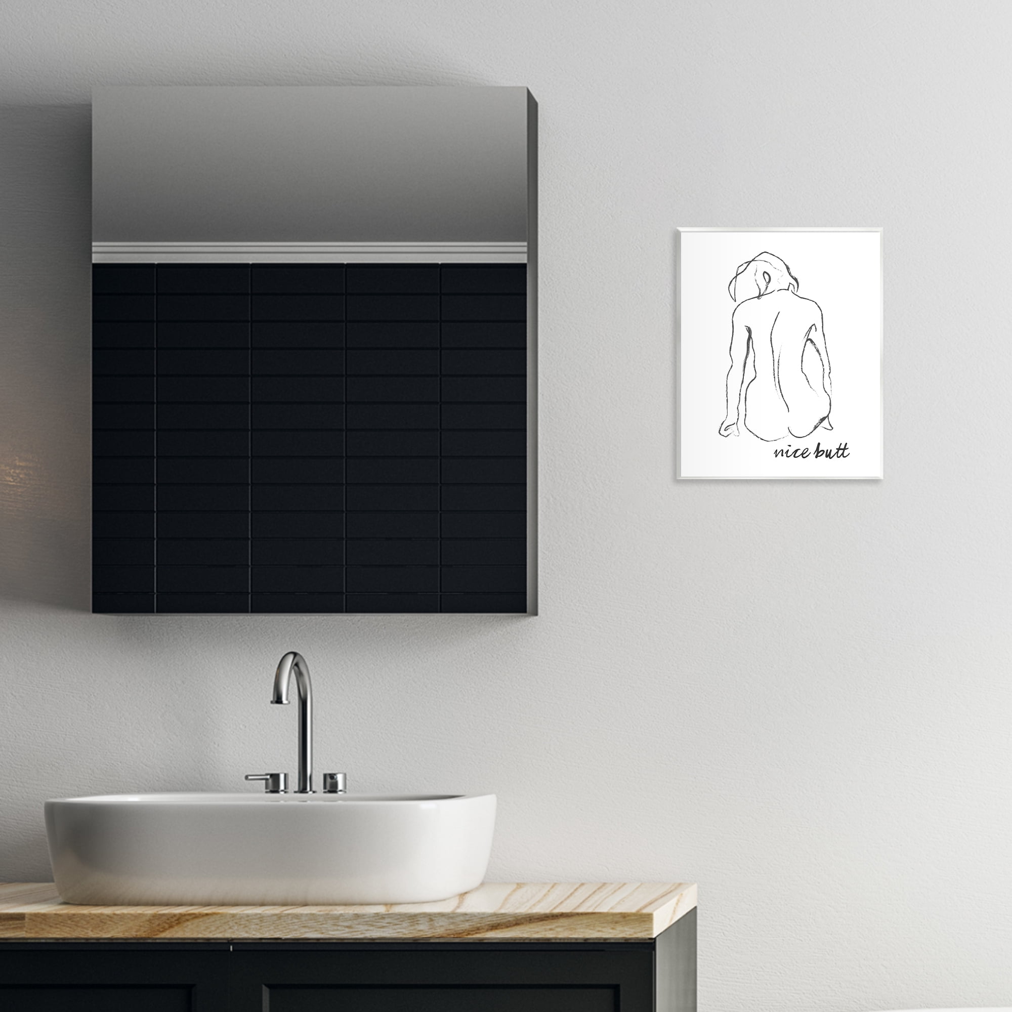 Stupell Industries Nice Butt Bathroom Refresh Wall Plaque Art, design by Lettered and Lined