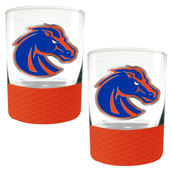 Boise State Broncos 2-Pack 14oz. Rocks Glass Set with Silcone Grip