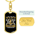 thumbnail image 3 of We Will Go Hunter'S Keychain Stainless Steel or 18k Gold Dog Tag Keyring, 3 of 8
