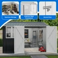 thumbnail image 4 of Dextrus 10x10ft Storage Shed with Windows, Lockable Doors & Sloped Roof, Gray for Patio, Backyard, Garage and Lawn, 4 of 9