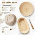 thumbnail image 2 of Bread Proofing Basket Set: 9" Round & 10" Oval Banneton Basket, Sourdough Bread Baking Supplies with Bread Lame, Dough Whisk, Dough Scraper, Bread Sling Complete Bread Making Kit, 2 of 8