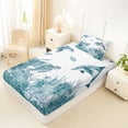 thumbnail image 4 of Erosebridal Cute Whale Kawaii Turtle Twin Sheet Sets,Underwater World Watercolor Coral Bedding For Boys Teens 3pcs, 4 of 6