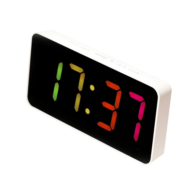 Jusch Digital Alarm Clock, 6 Led Screen Display, Wood Grain, 6 Brightness,  Snooze, 12/24h, Easy Digital Clock British Regulatory,xzwq19