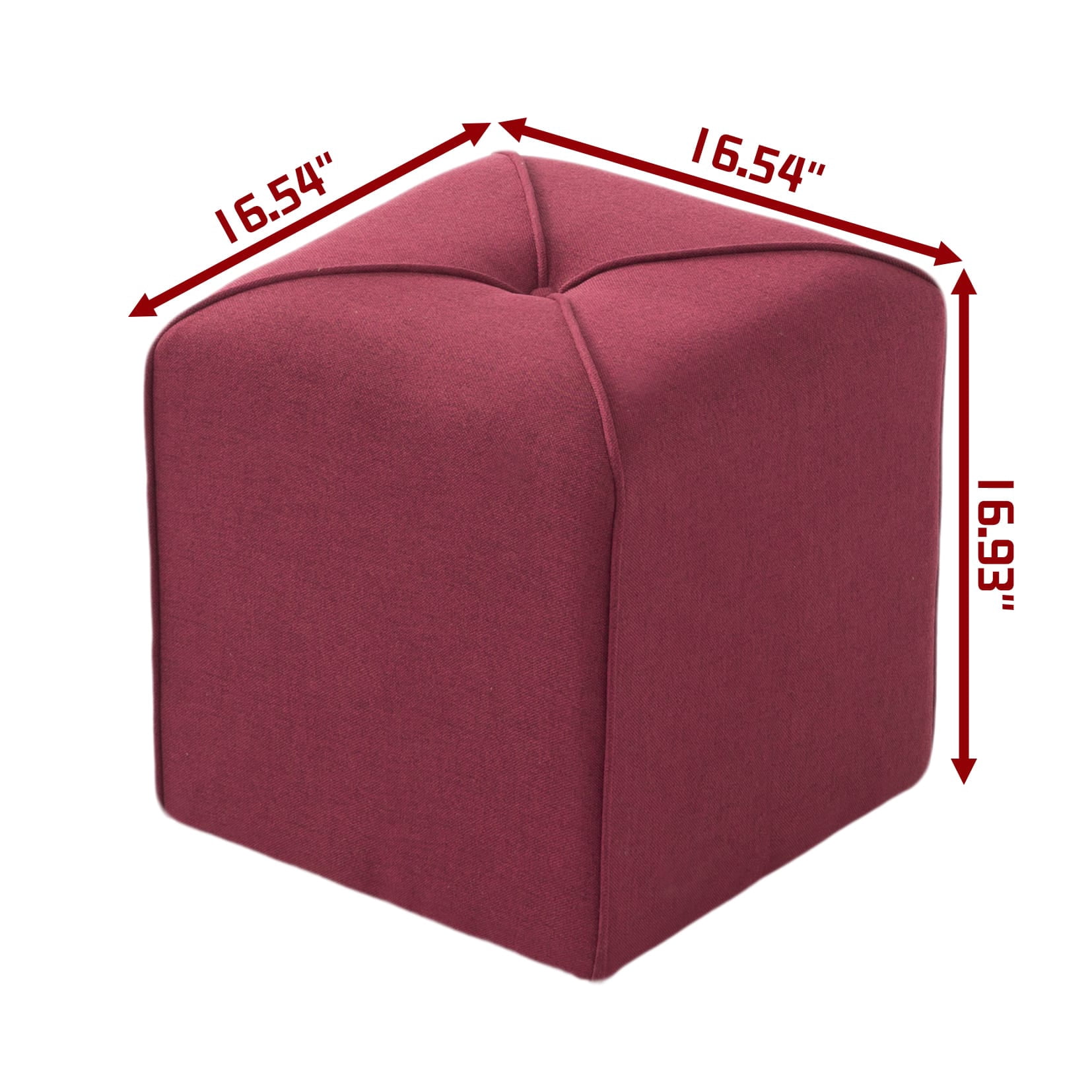 Gewnee 16.54" Square Linen Upholstered Ottoman Footrest For Home Office Red