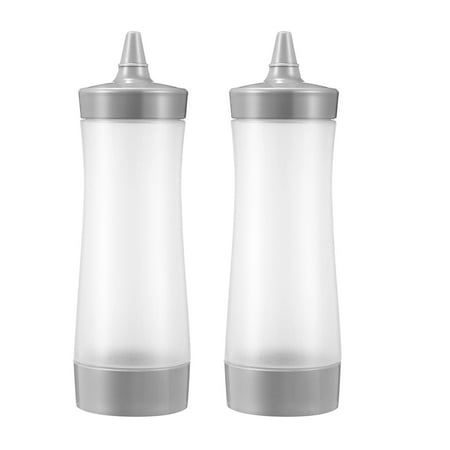

2Pcs Squeezing Sauce Bottles Salad Dressing Bottles Kitchen Gadgets (Grey)