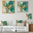 thumbnail image 4 of Designart "Gold And Turquoise Marble Fuild Ink II" Abstract Marble Wall Art Living Room, 4 of 5