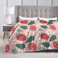 thumbnail image 3 of LNWH Cute Flower Strawberry Art Pattern Throw Blanket, Fluffy Soft Cozy Bed Flange Plush Blankets, 60"x50", 3 of 8