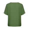 thumbnail image 6 of Womens Short Sleeve Tops Button Down Shirt Soft Solid Color Summer Daily Wear Army Green L, 6 of 6