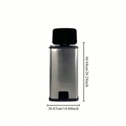 13.2 Gallon Rectangular Step Trash Can – Slim Space-Saving Design – Odor-Control Lid – Silver Plastic Kitchen Bin – Fits Standard Bags (13"x11"x27")