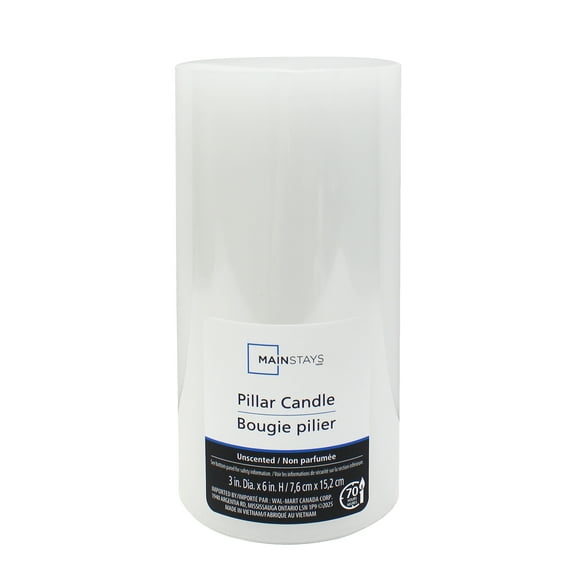 Mainstays Unscented White Pillar Candle