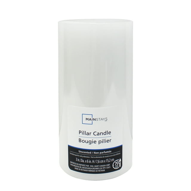 Mainstays Unscented White Pillar Candle