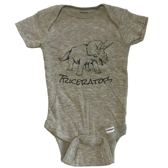 Triceratops Sketch Cool Prehistoric Animal Dinosaur Baby Bodysuit - Grey