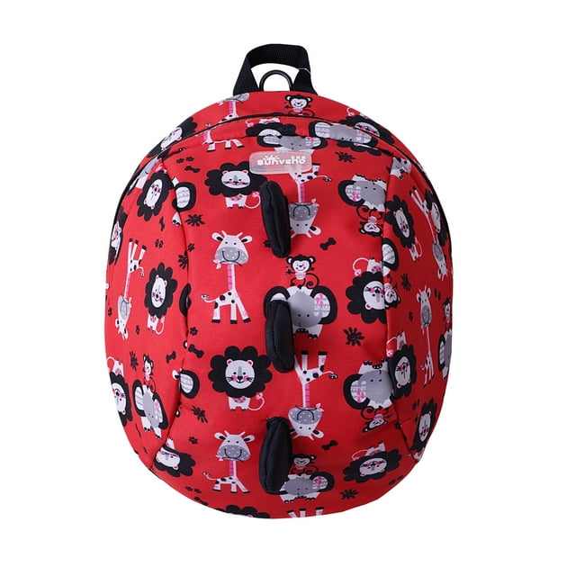 Sunveno Harness Leash Backpack Toddler backpack with Safety Leash for boys girls, Red Zoo