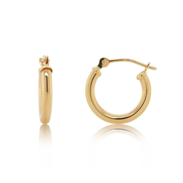 Kezef 14K Yellow Gold Polished Small 2mm Hoop Earrings for Women