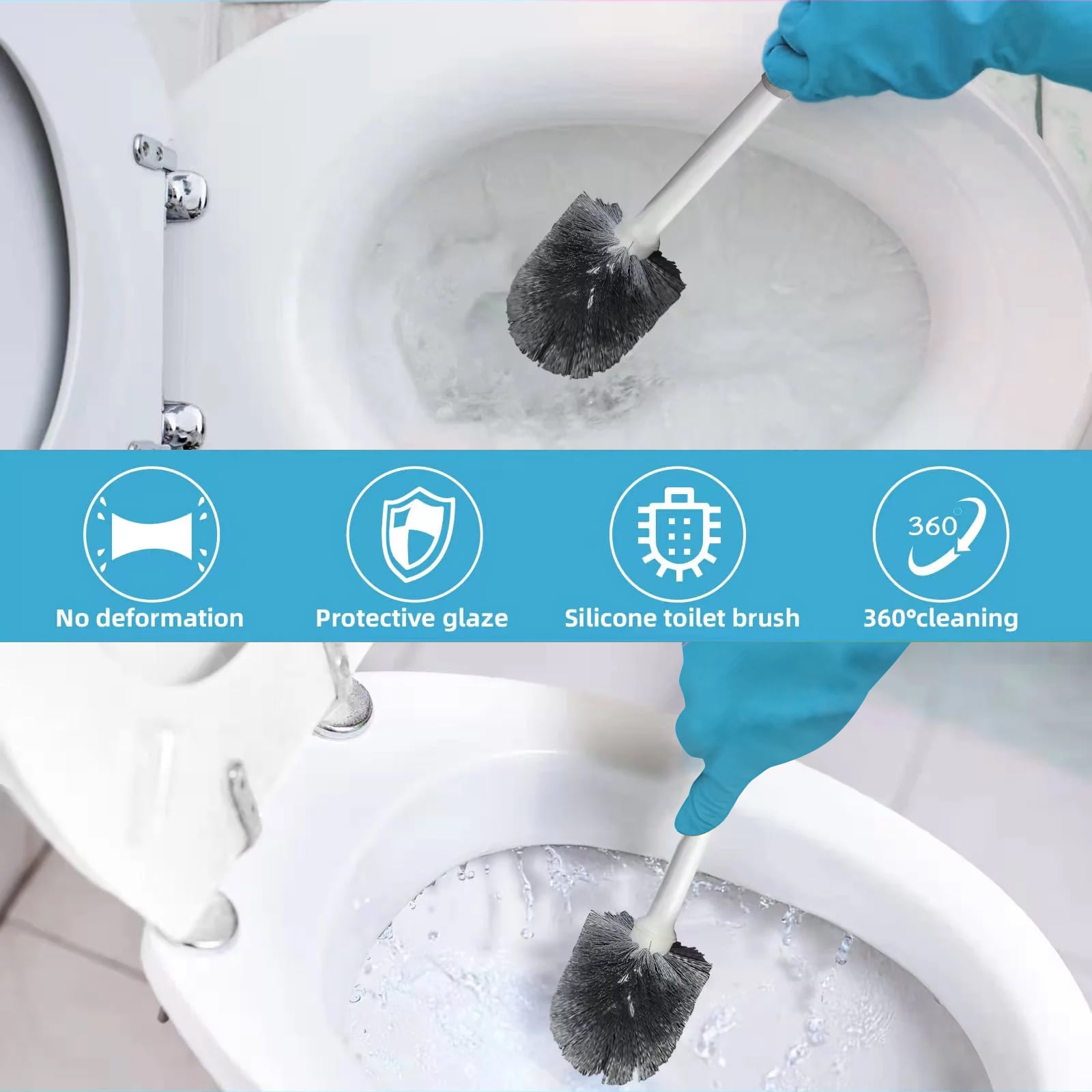 AVOXEZOR Toilet Brush and Plunger Set, Toilet Plungers for Bathroom Heavy Duty Toilet Bowl Brush and Holder Hidden Toilet Plunger and Brush Set for Deeply Cleaning